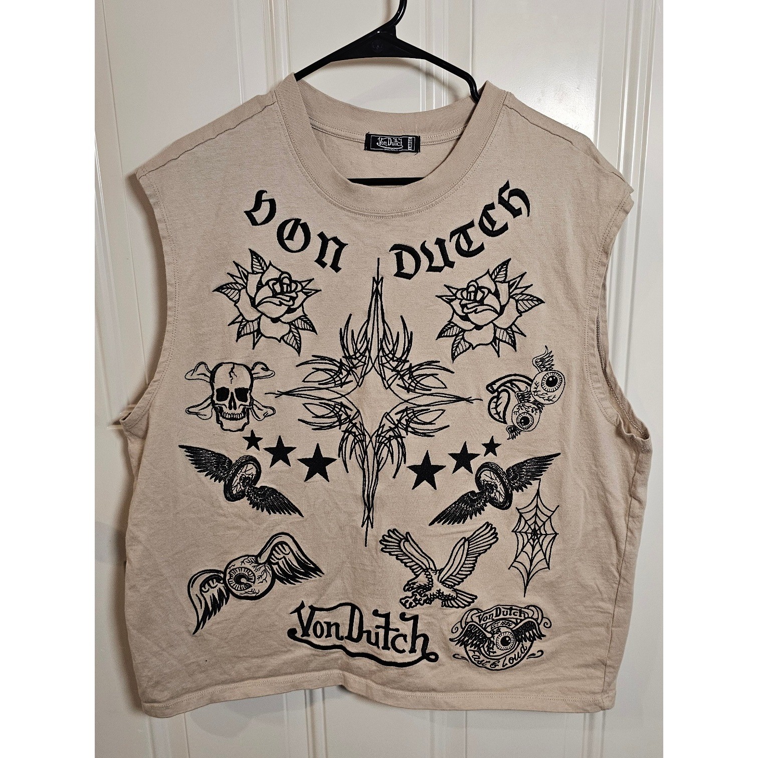 Von Dutch Originals Von Dutch Graphic Sleeveless Tank Top Large Y2K Tattoo Goth