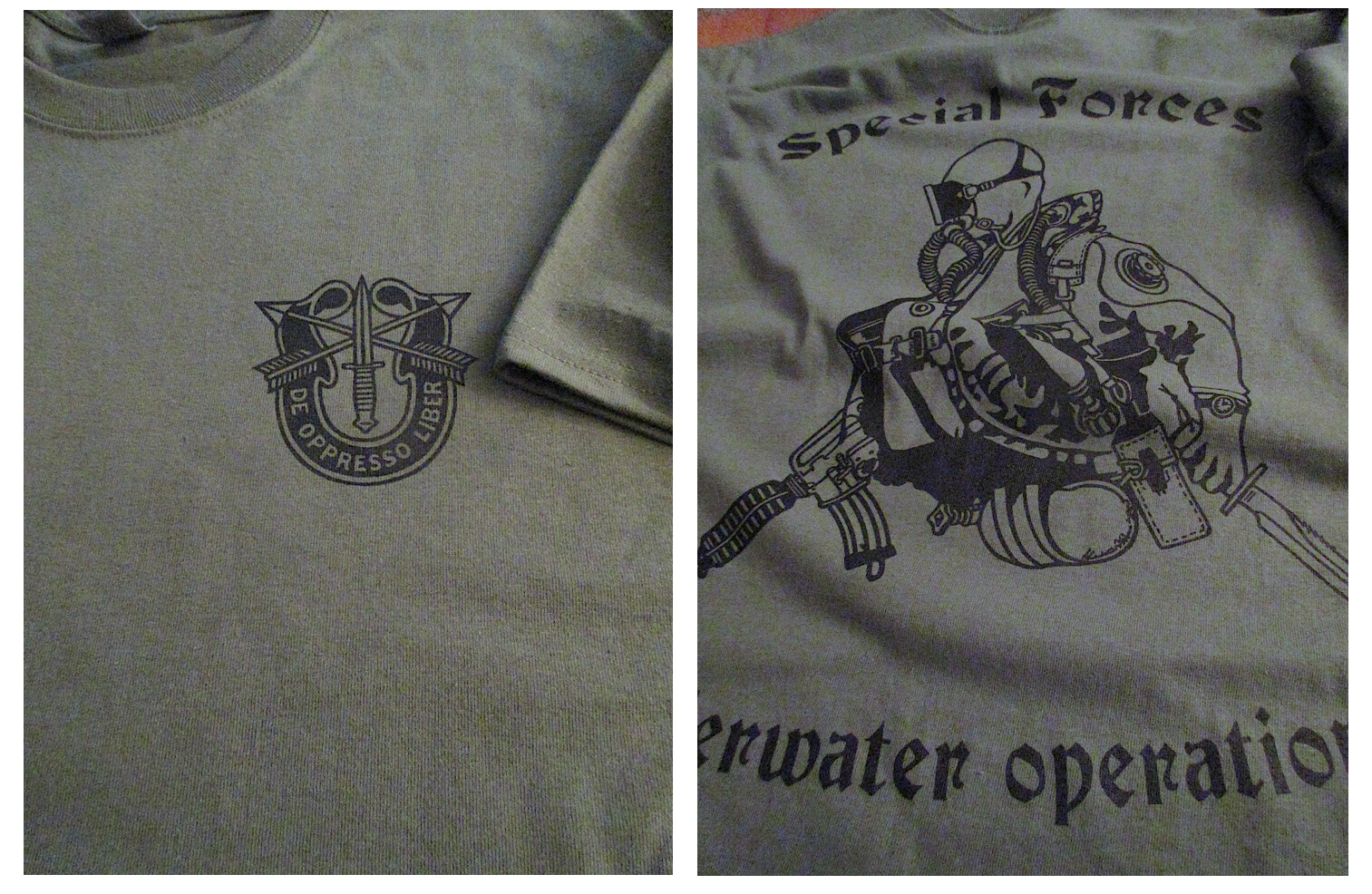 Combat Diver Special Forces Underwater Operations T-SHIRT Large USA 6oz