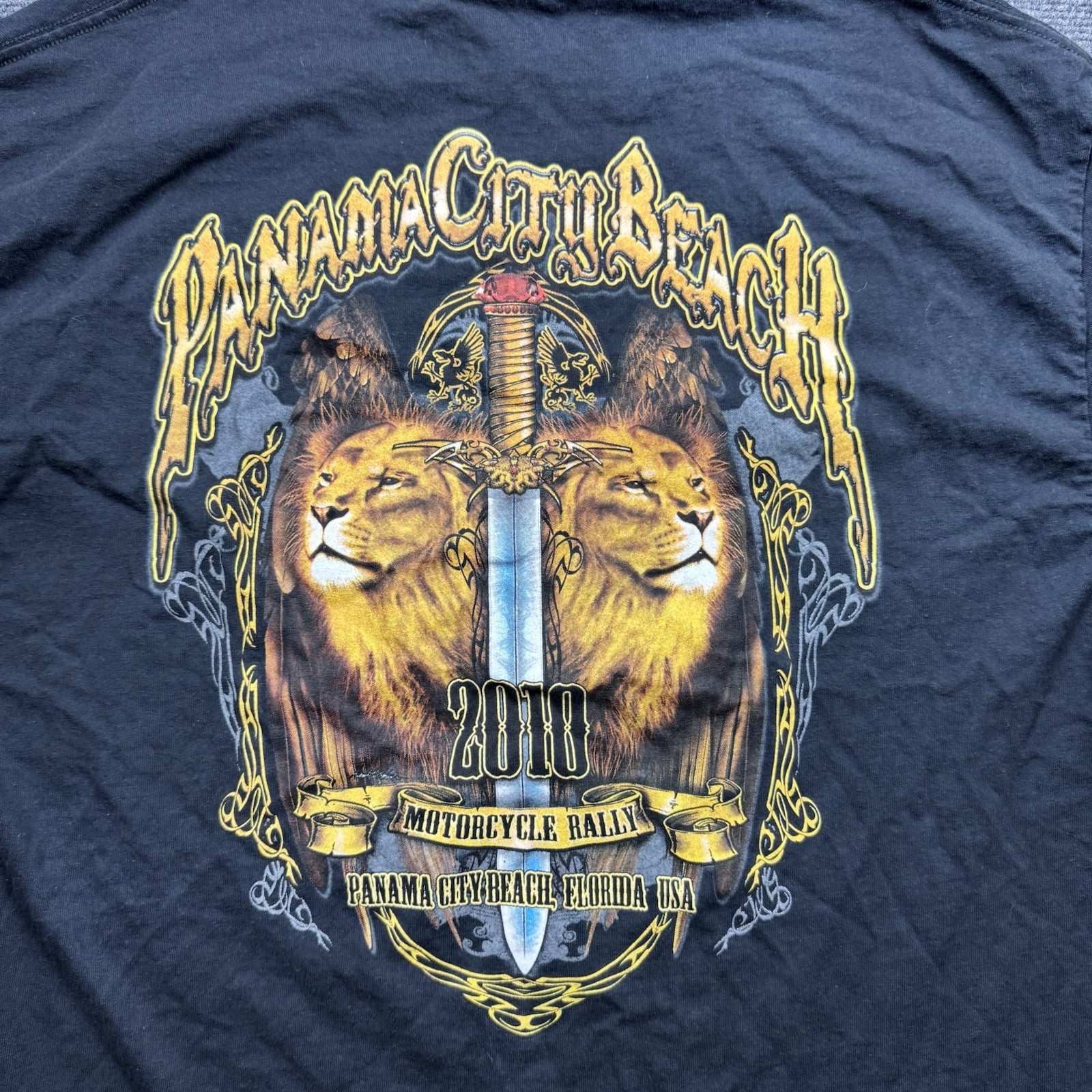 Delta 2010 Panama City Beach Motorcycle Rally Biker T-shirt Men XL Black