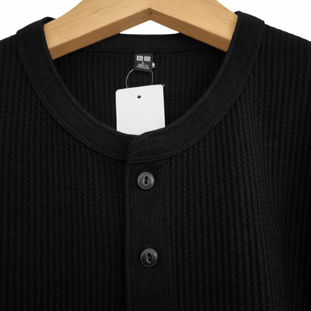 UNIQLO Waffle Henley Neck T-Shirt XS-4XL Men Regular Fit 482766 NWT