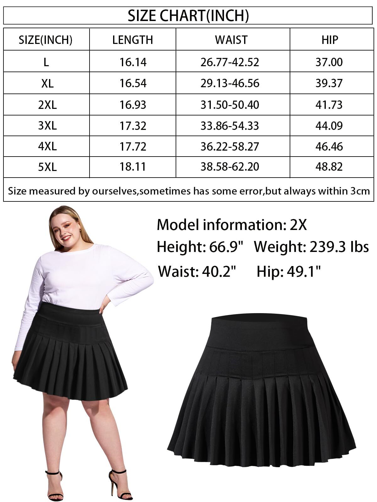 Women’s Plus Size Pleated Mini Skirt- Girls High Waist Tennis Athletic Skirt …