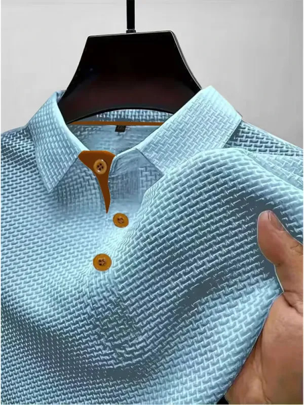Summer ice silk lapel men’s short-sleeved T-shirt men’s clothing top