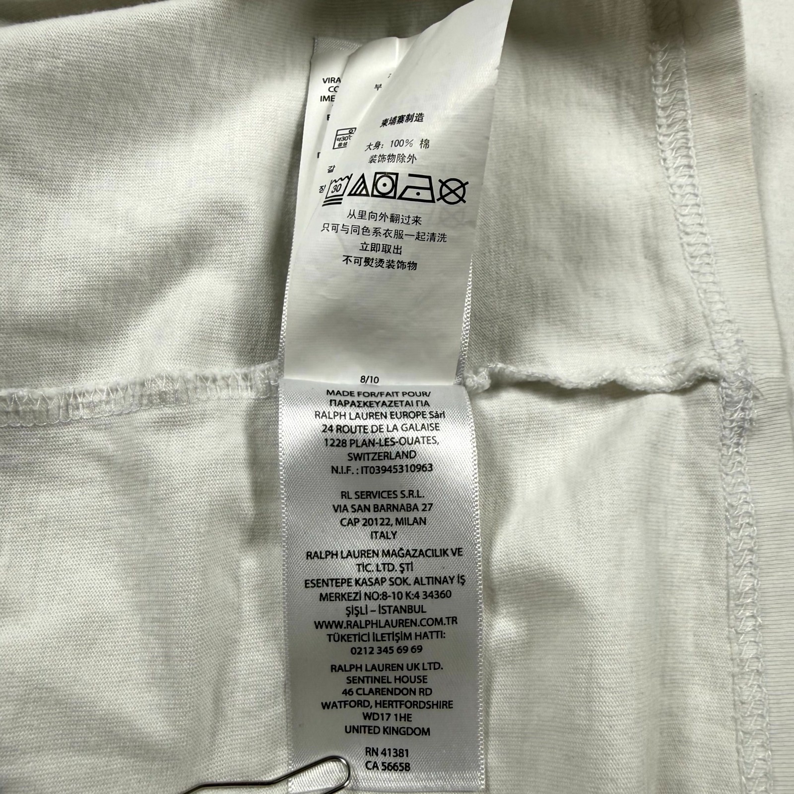 Polo Ralph Lauren Japan T-Shirt Mens Large White Graphic Patch Logo Short Sleeve