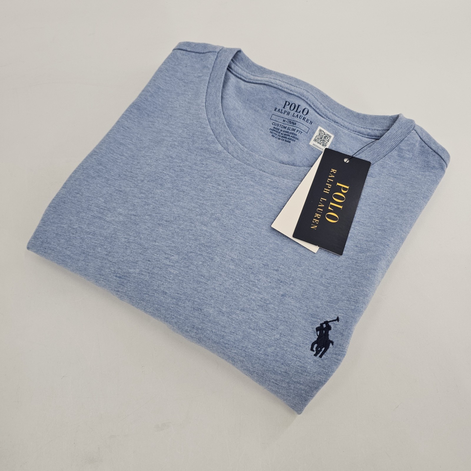 Polo Ralph Lauren Custom Slim Fit T-shirt Pony Logo Mens MEDIUM M Blue HTR NEW