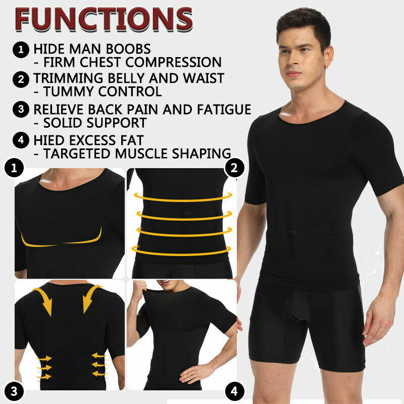 Men Classic Sleeveless Slimming Body Shaper Workout Shirt Belly Control Tank Tee