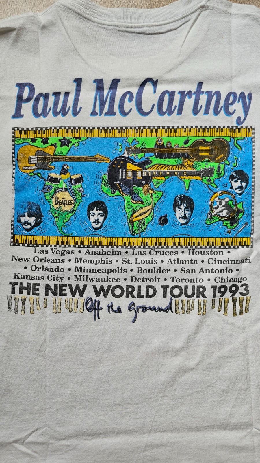 Vintage 1993 Paul McCartney Tour T Shirt Rare The Beatles Back Print USA Made L