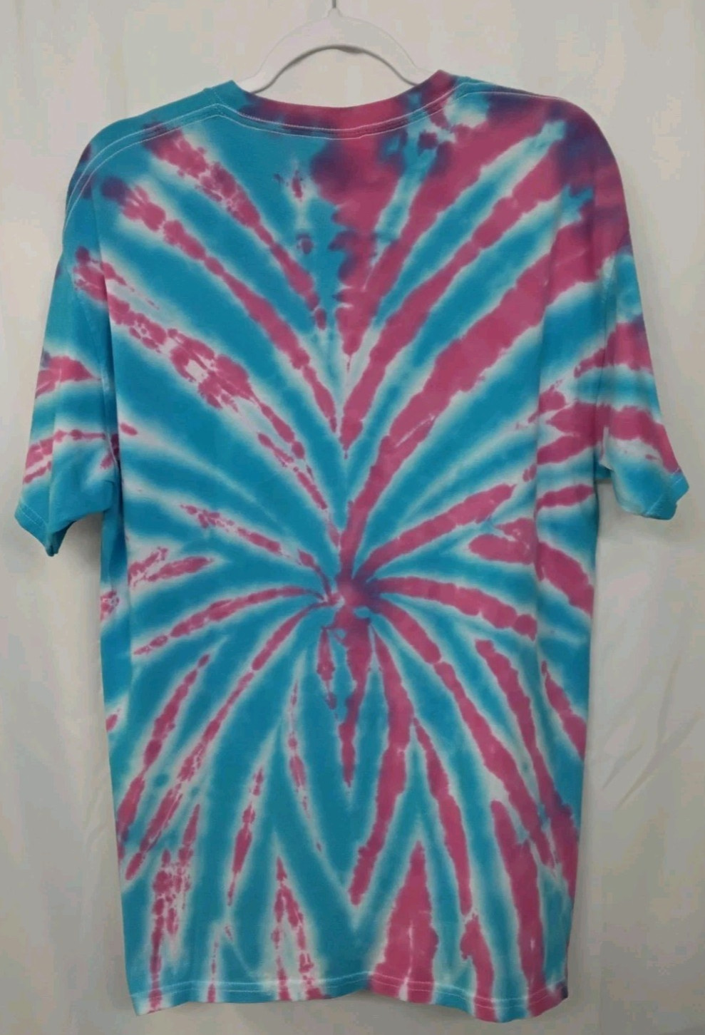 New Tie Dye Men’s T-Shirt Blue Pink Adult Large Multicolor Summer Spider