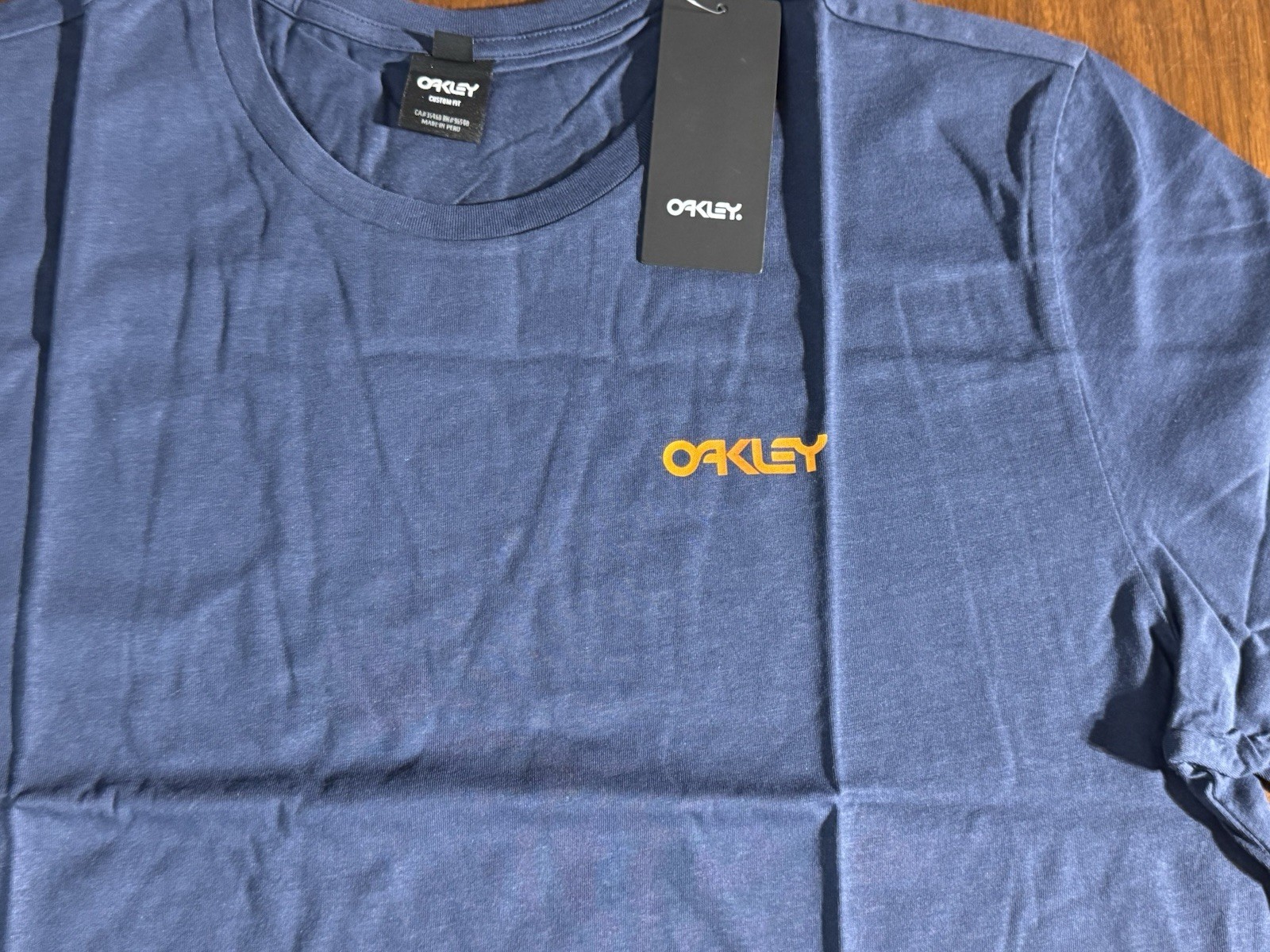 NEW Oakley Discovers Iridium Short Sleeve Tee Shirt Blue Mens XL Custom Fit NWT