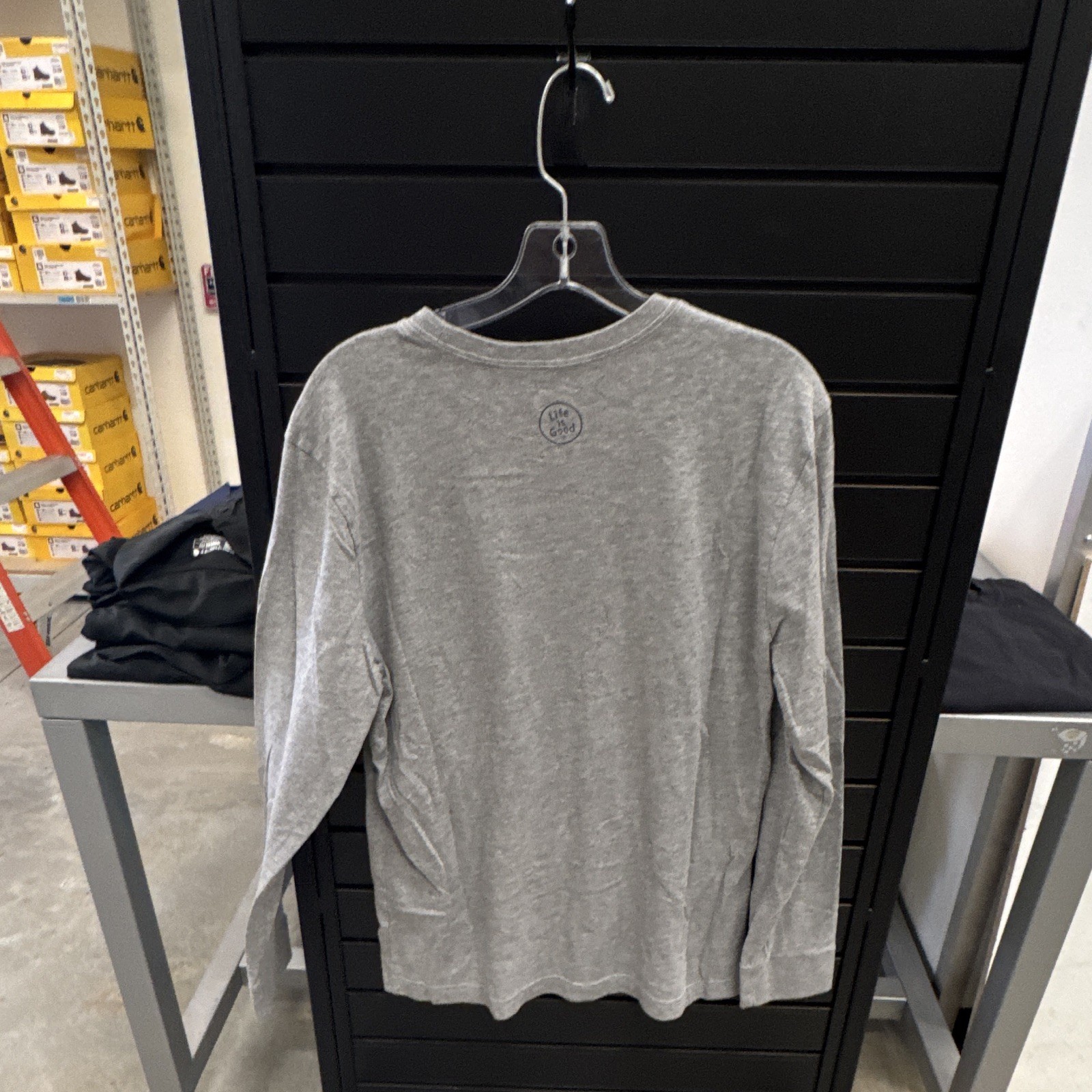 Life is Good Crusher Tee Men’s M Gray Long Sleeve Whale Graphic Tee