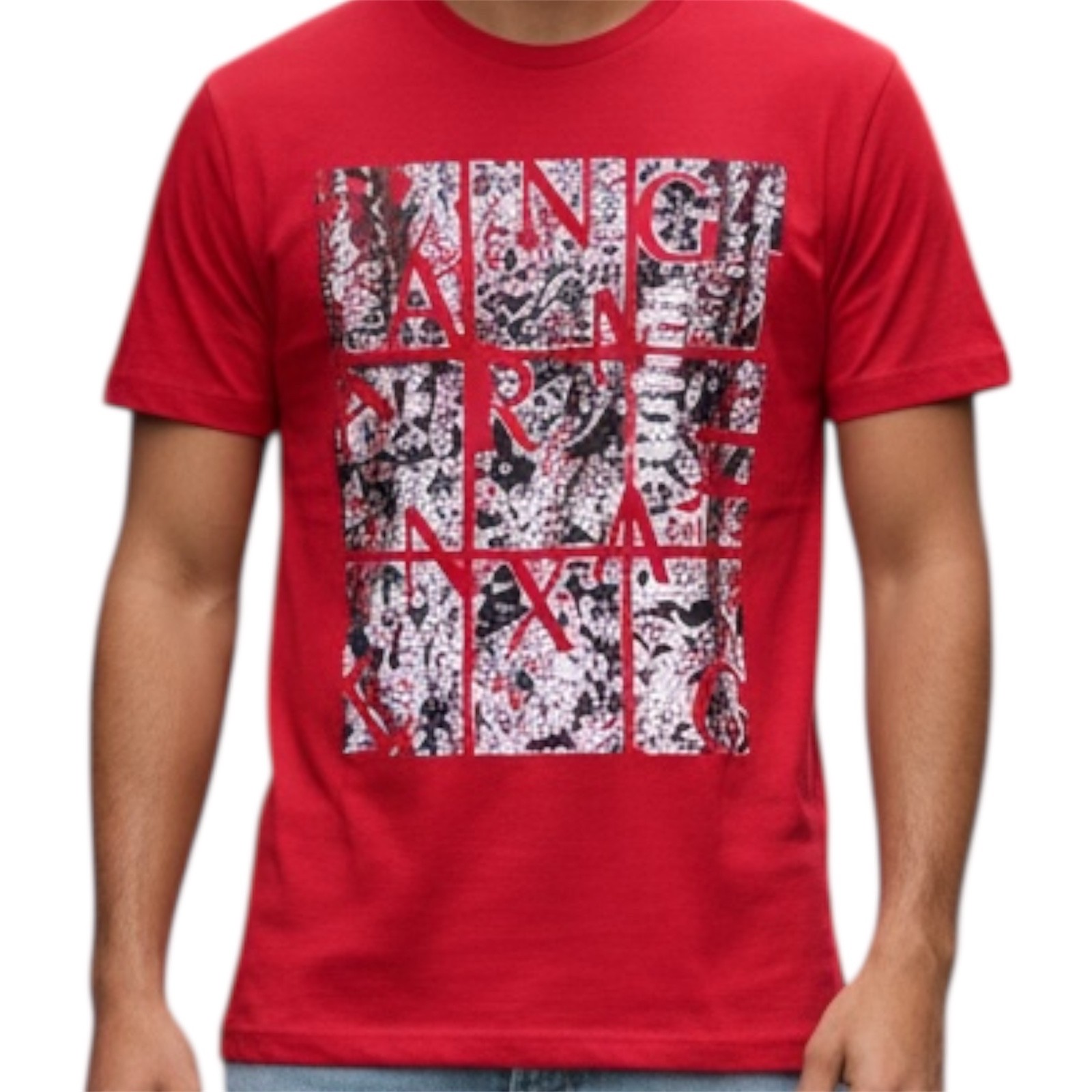 ARMANI EXCHANGE Red AX-19 Short Sleeve Slim Fit Designer Mens T-shirt LARGE NWT