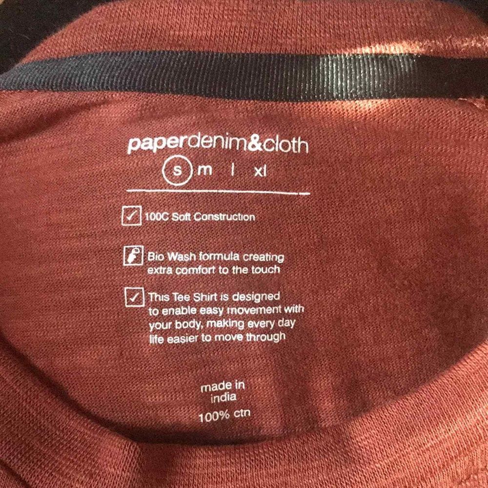 Paper Denim & Cloth Shirt Mens Small Amber Orange The Core Long Sleeve Tee