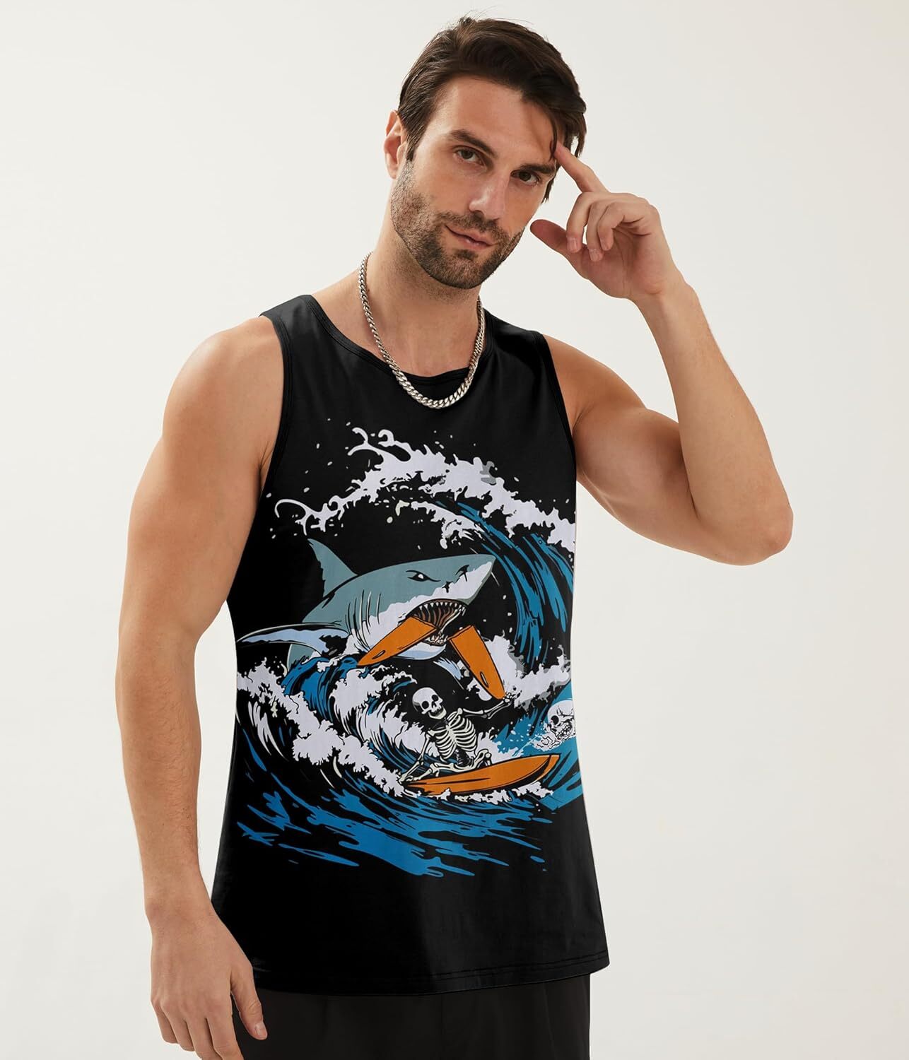 Mens Cotton Tank Tops Funny Graphic Beach Summer Sleeveless Muscle Tank Top