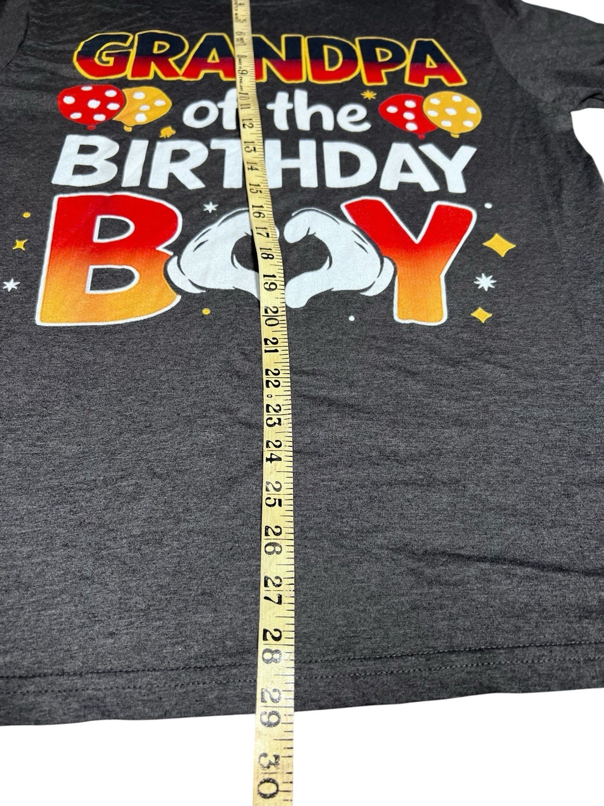 Gildan Lg Grandpa of the Birthday Boy Graphic Short Sleeve T-Shirt Charcoal Gray