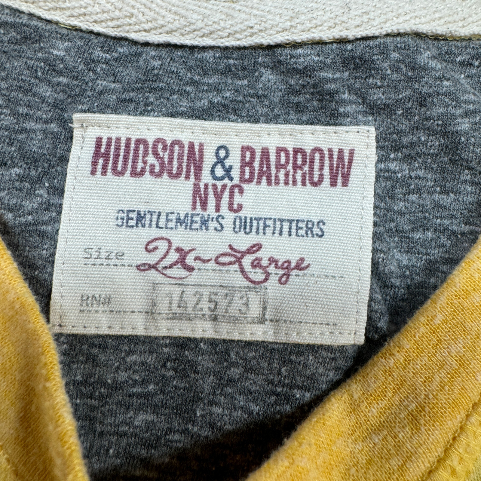 Hudson & Barrow Slim Men’s Size 2XL Solid Yellow Cotton Blend Crew-Neck T-Shirt