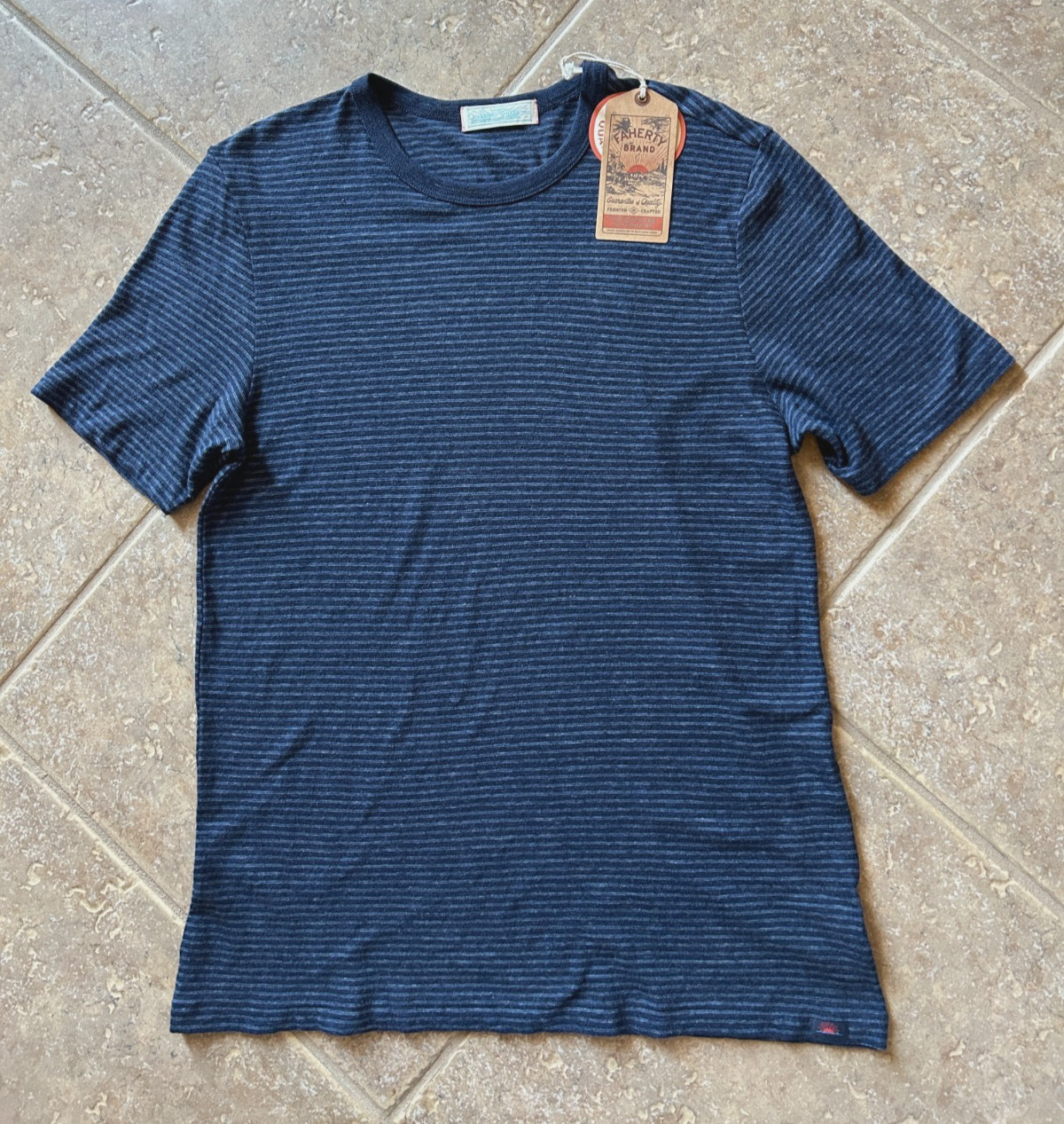 Faherty Vintage Chambray Tee T Shirt Men’s XXL Navy Cove Striped $78 NWT