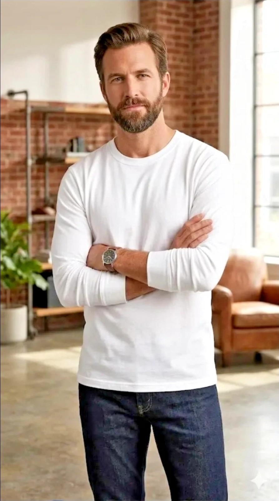Hanes Men’s (MEDIUM) White Long Sleeve 100% Cotton T-Shirt 3-Count FREE SHIPPING