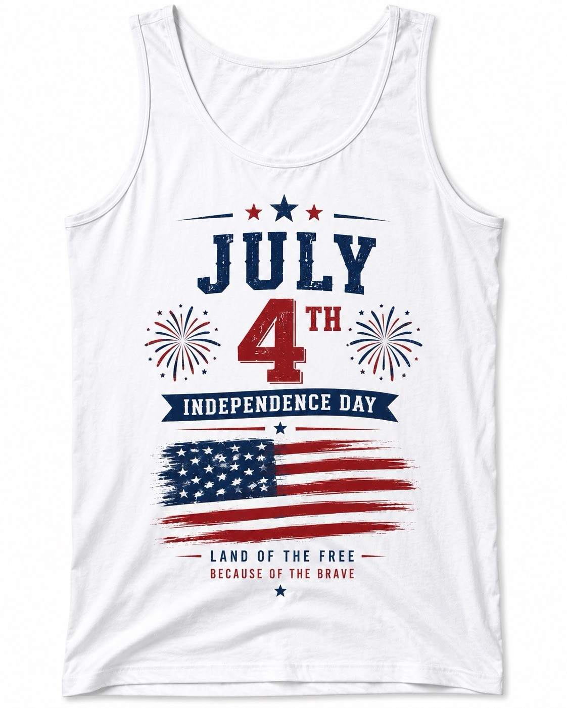 tank top for men 4th of July Independence Day 1776 USA flag graphic white