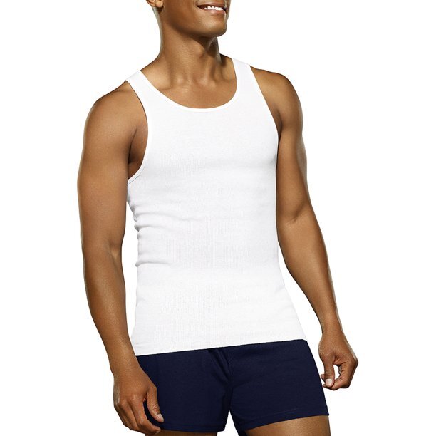 2 Pack Men’s White /Black A-Shirt TANK TOP ” 100% Cotton ” Size up to 4XL