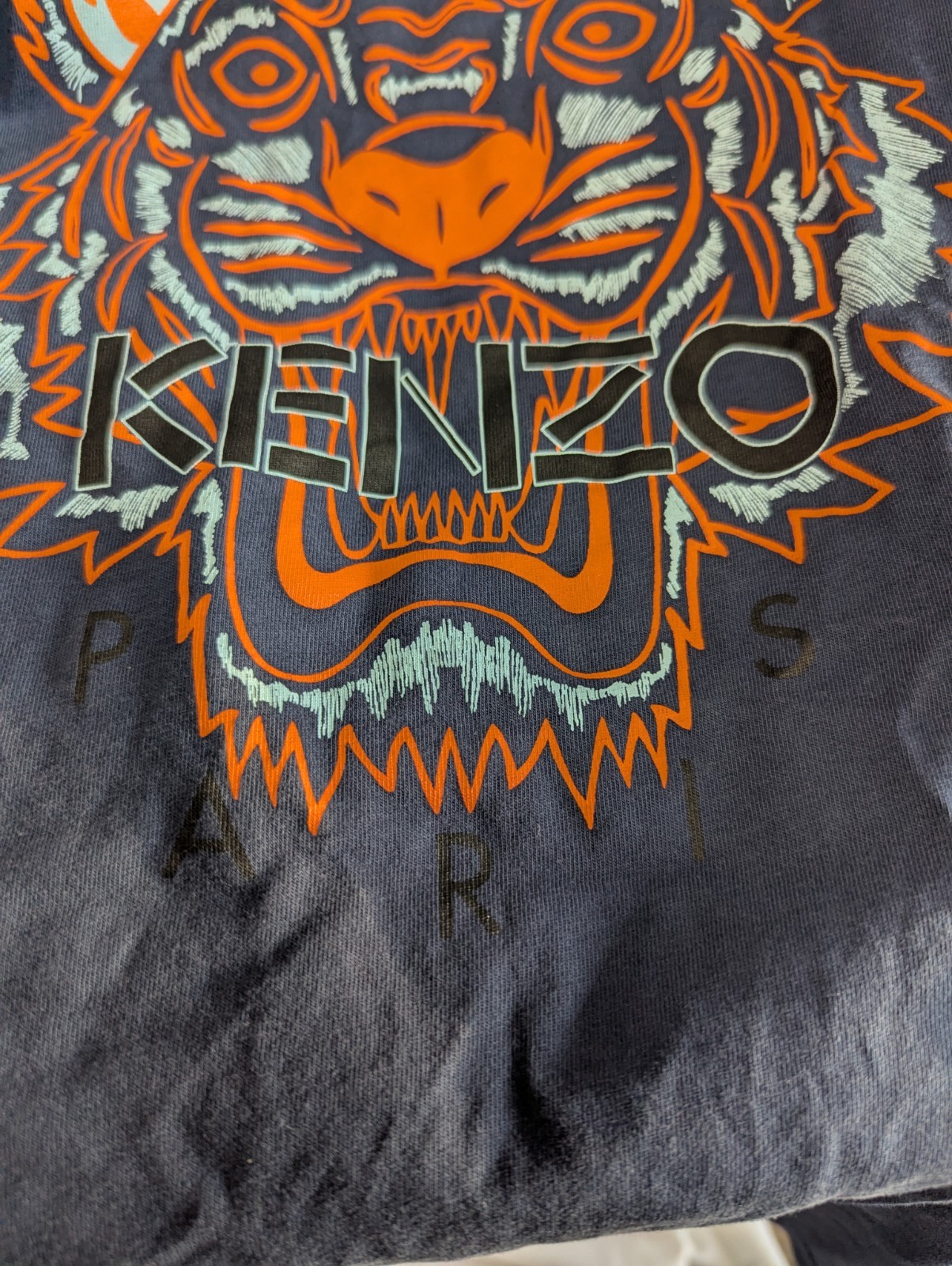 Kenzo Men’s Tiger Print T-Shirt In Dark Blue /Multi Size M Used