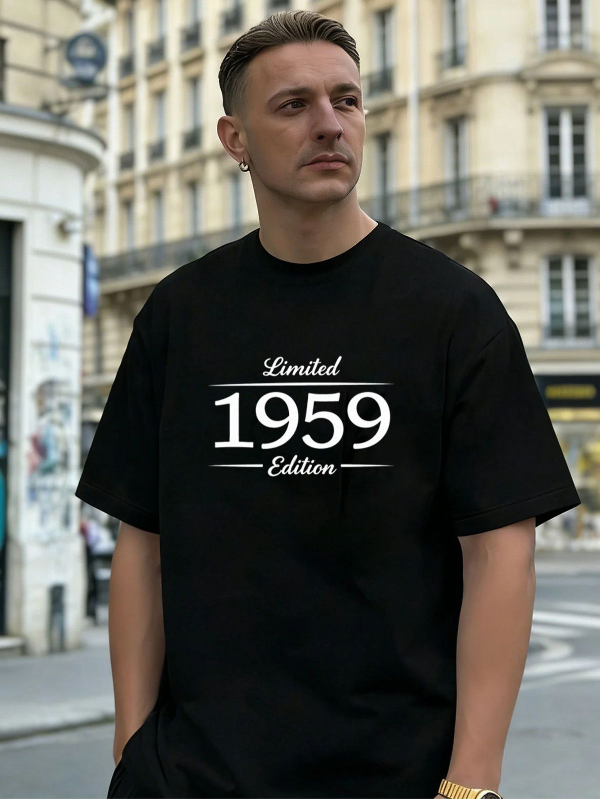 Limited 1959 Edition Graphic 100% Cotton Men’s T-Shirt for Daily Casual Wear