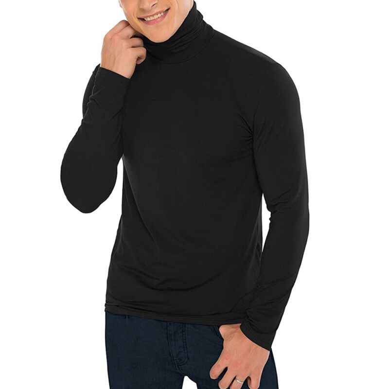 Men Mock Turtleneck T-Shirt Long Sleeve Pullover Seamless Undershirt Basic Tops
