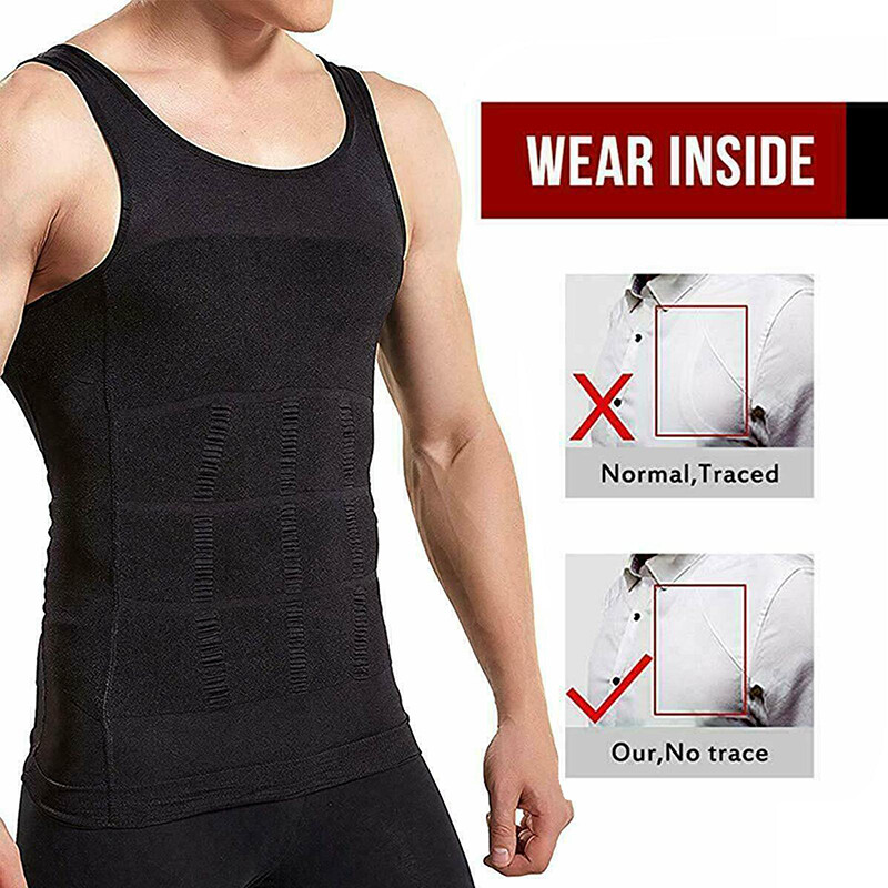 US Men Slimming Body Shaper Shirt Full Waist trainer Shapewear Corsets Gym Vest