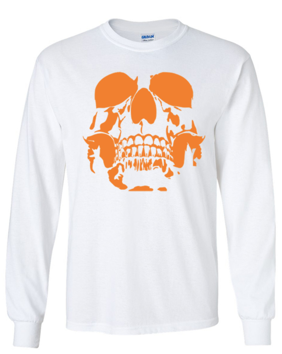 Skull Halloween Long Sleeve Graphic Tee Unisex Apparel Custom Holiday Design