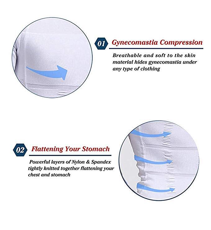 Men Slimming Body Shaper Posture Corrector Vest Tummy Compression T-Shirt Tops