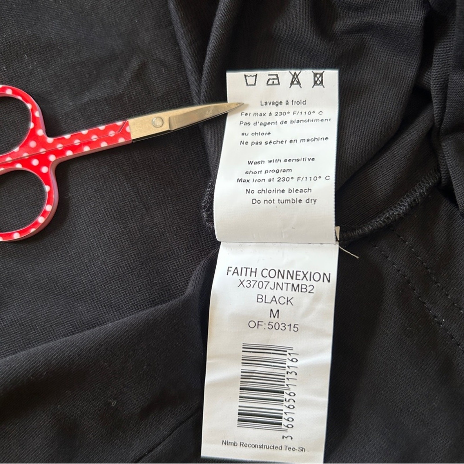 Faith Connexion Reconstructed Graphic Tee in Black/Multi Size Medium NWT