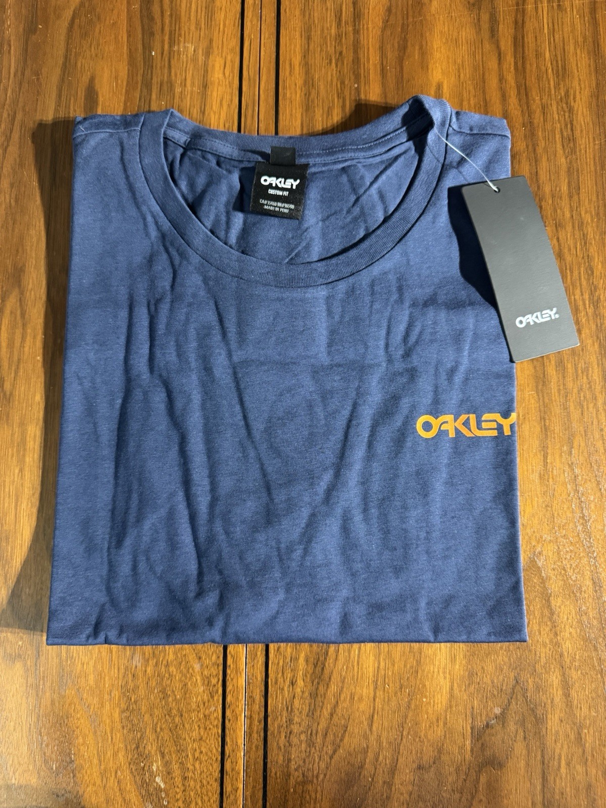 NEW Oakley Discovers Iridium Short Sleeve Tee Shirt Blue Mens XL Custom Fit NWT