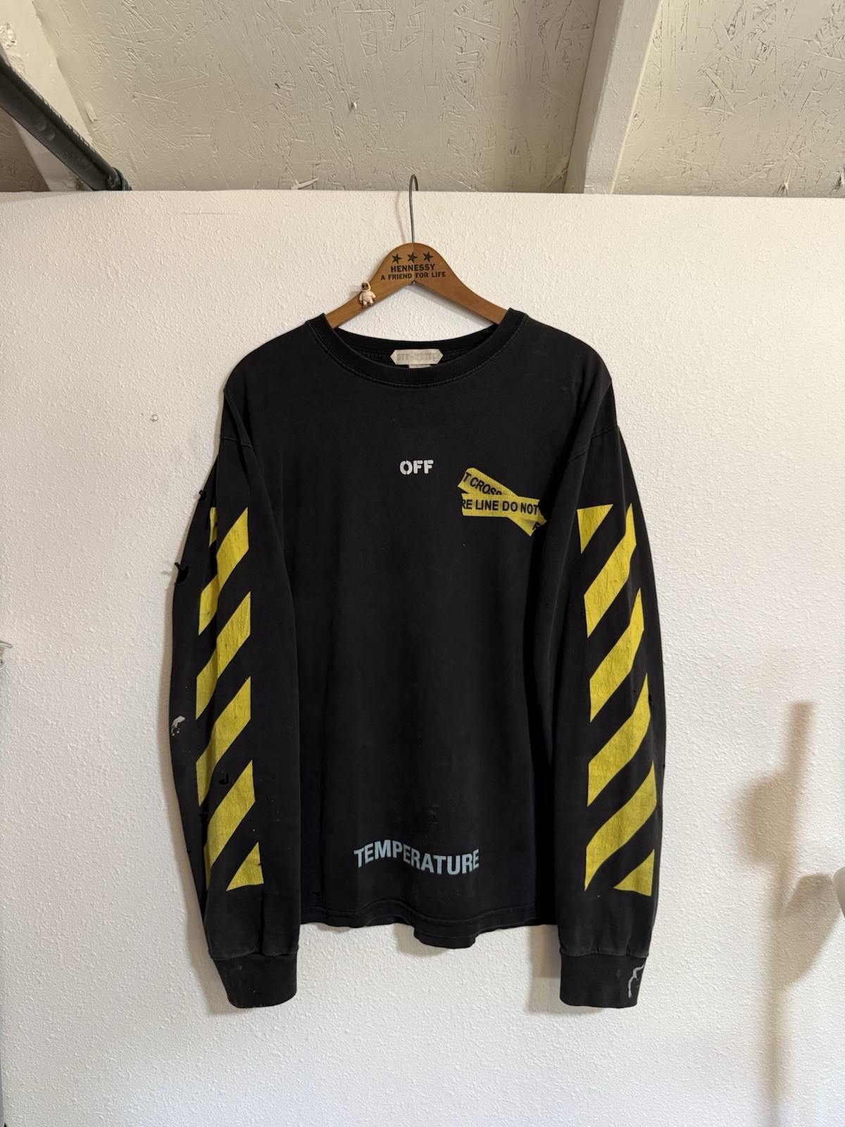 VTG OFF-White Caution Tape Long Sleeve Size Large