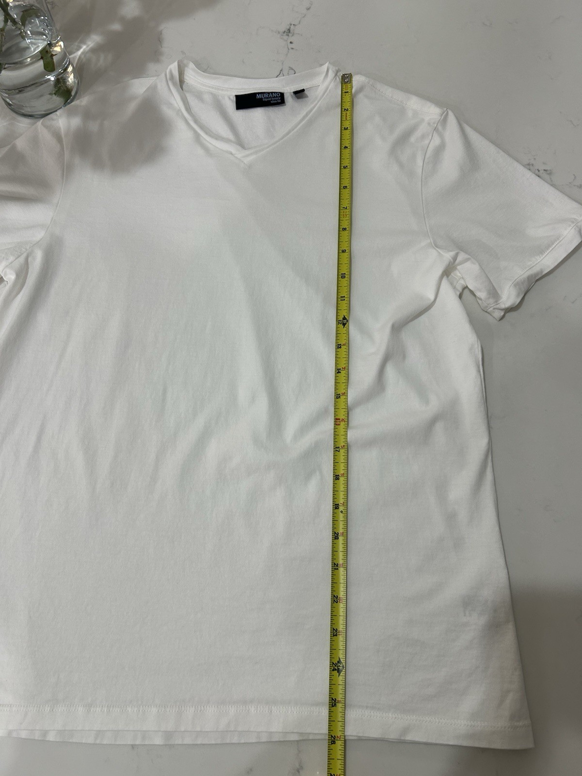Lot of 2 Murano Men’s Large Slim Fit V-Neck Short Sleeve Tee White Navy Blue