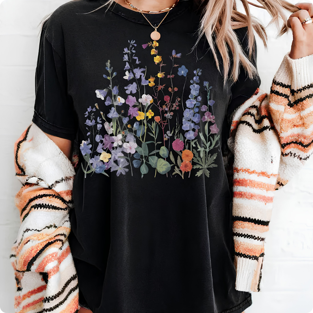 Floral Garden Wildflowers T-Shirt – Botanical Nature Lover Tee