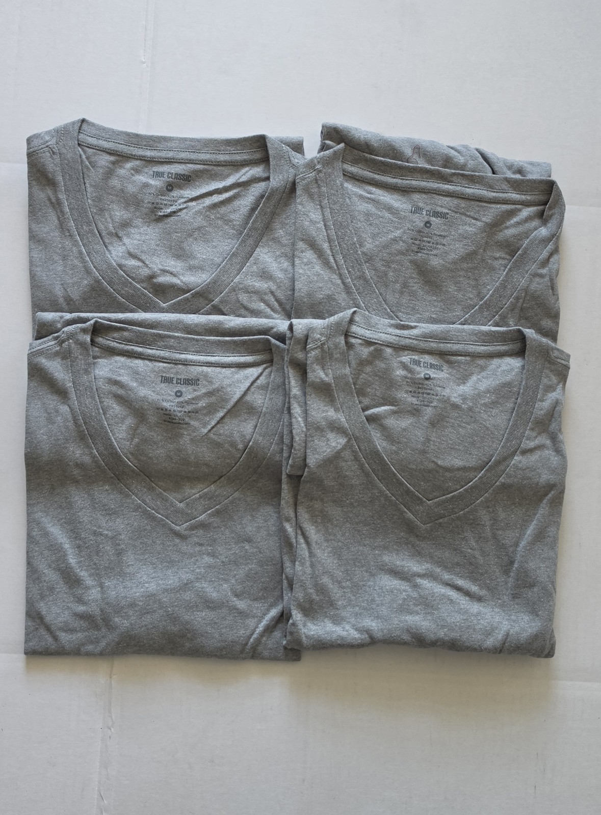 True Classic – V-Neck – Short Sleeve T-Shirt – Heather Grey – Medium – 4 Pack