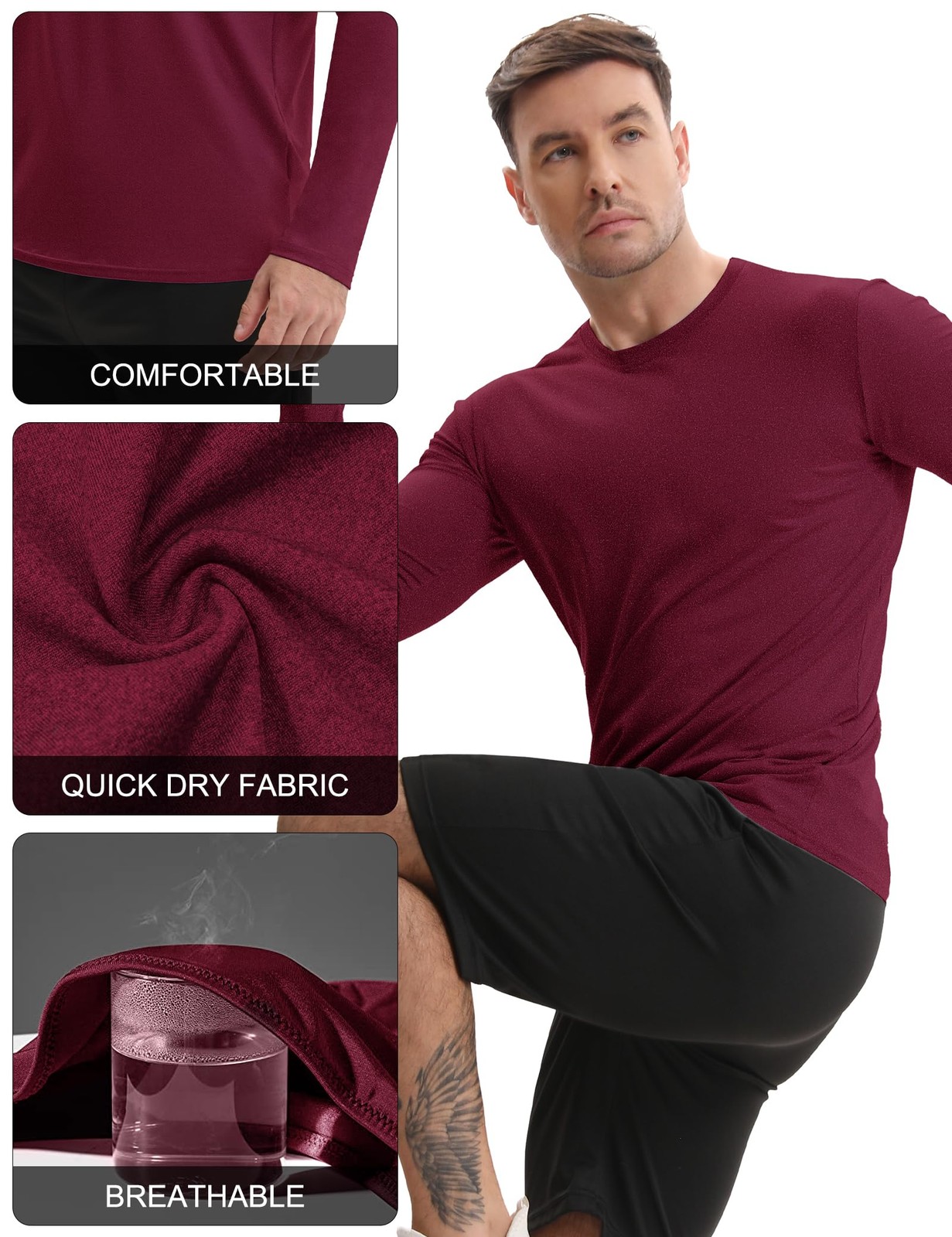 7 Pack Men’s Quick Dry Long Sleeve Shirts Moisture Wicking UV UPF 50+ Sun Pro.
