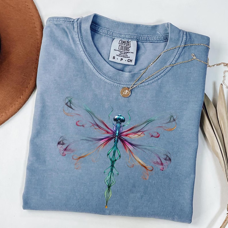 Boho Dragonfly Shirt Watercolor Nature Graphic Tee Artistic Aesthetic Gift
