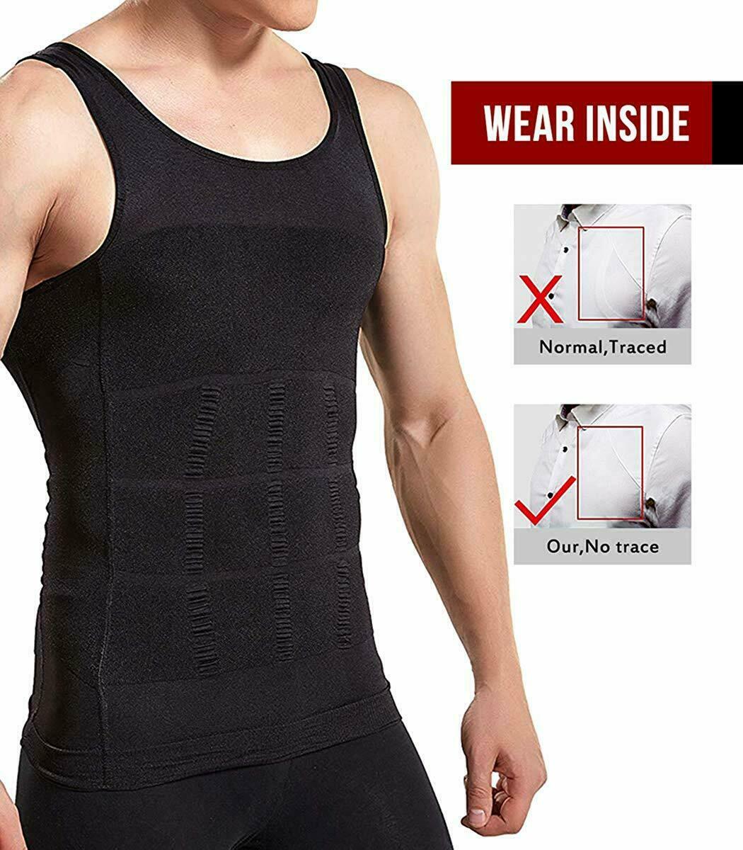 Men’s Compression Shirt to Hide Gynecomastia Moobs Slimming Body Shaper Vest Top