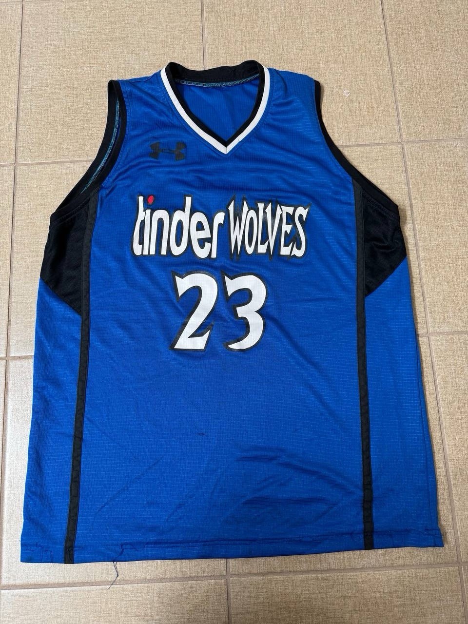 TinderWolves #23 Blue Basketball Jersey Parody Timberwolves Size M