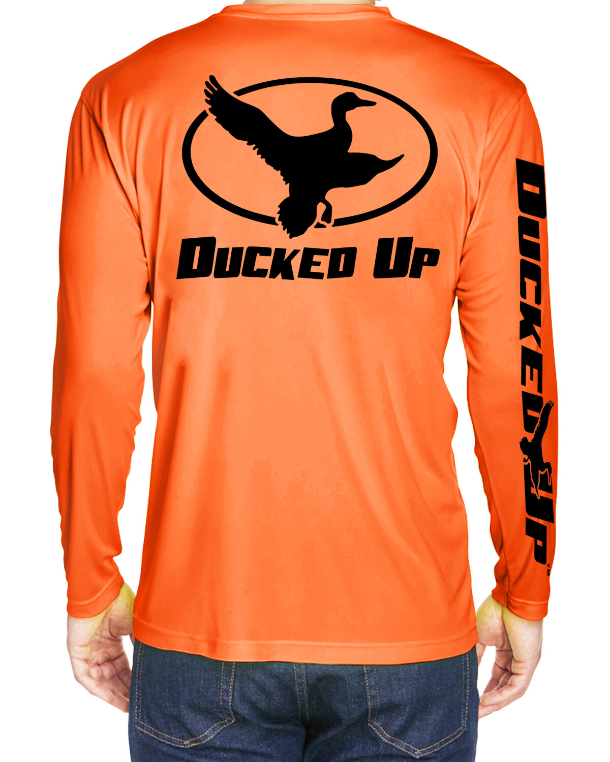 Ducked Up Duck hunting microfiber long sleeve t shirt 30+ uv moisture wicking