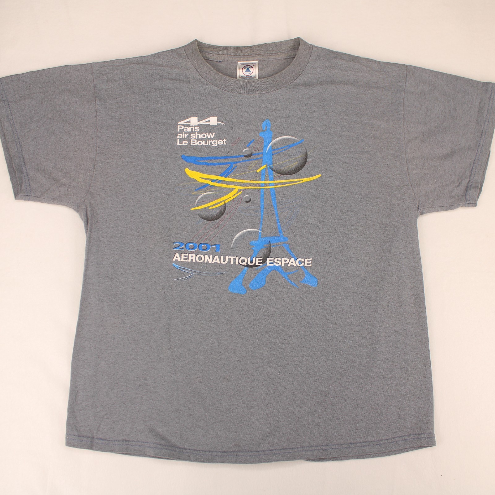 2001 PARIS AIR SHOW Vtg y2k Delta Pro Eiffel Tower Graphic T-SHIRT Men’s L