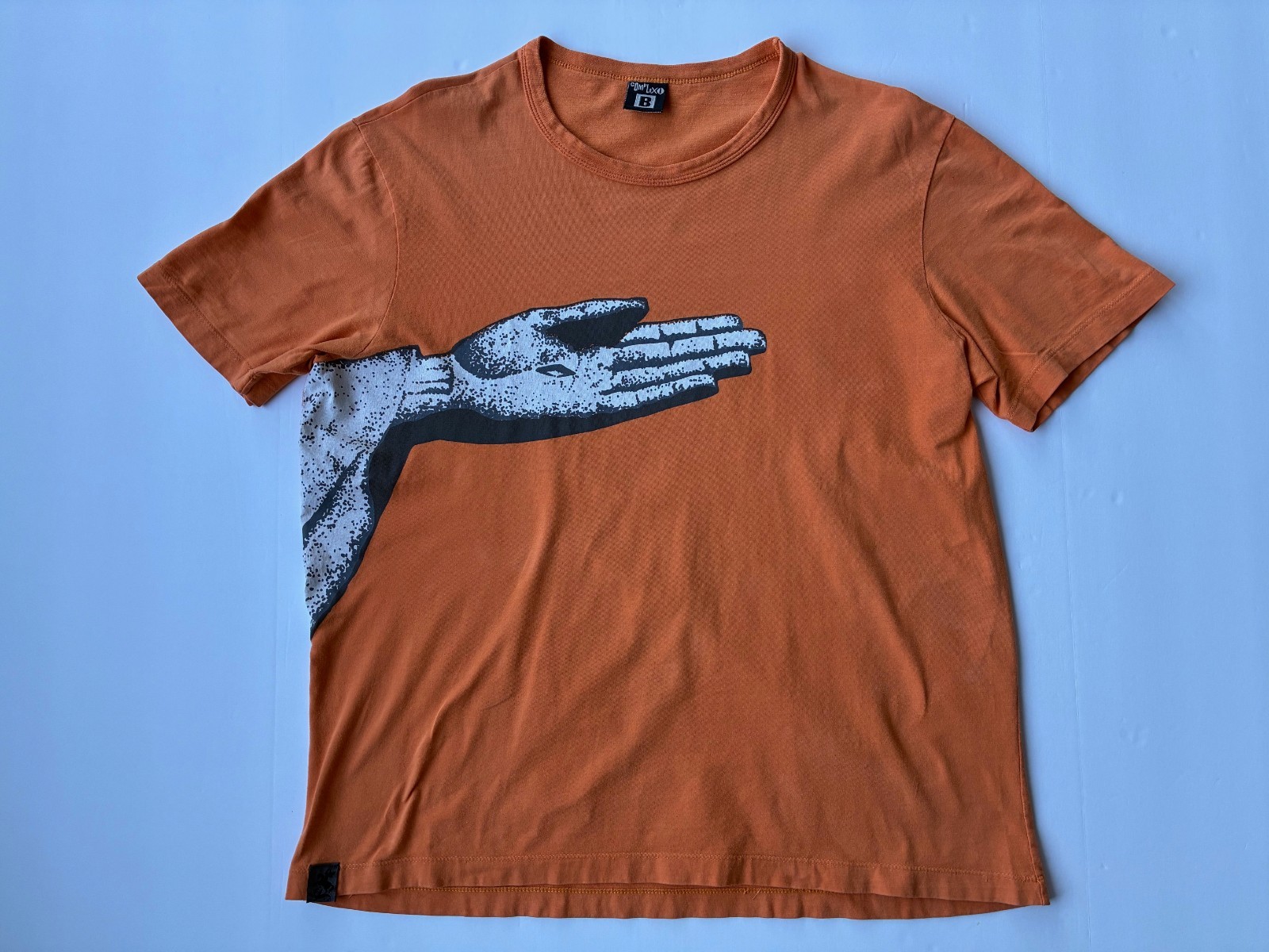 Complexo B Hand Print Graphic Crew T-Shirt Orange Brazil Catholic Religious