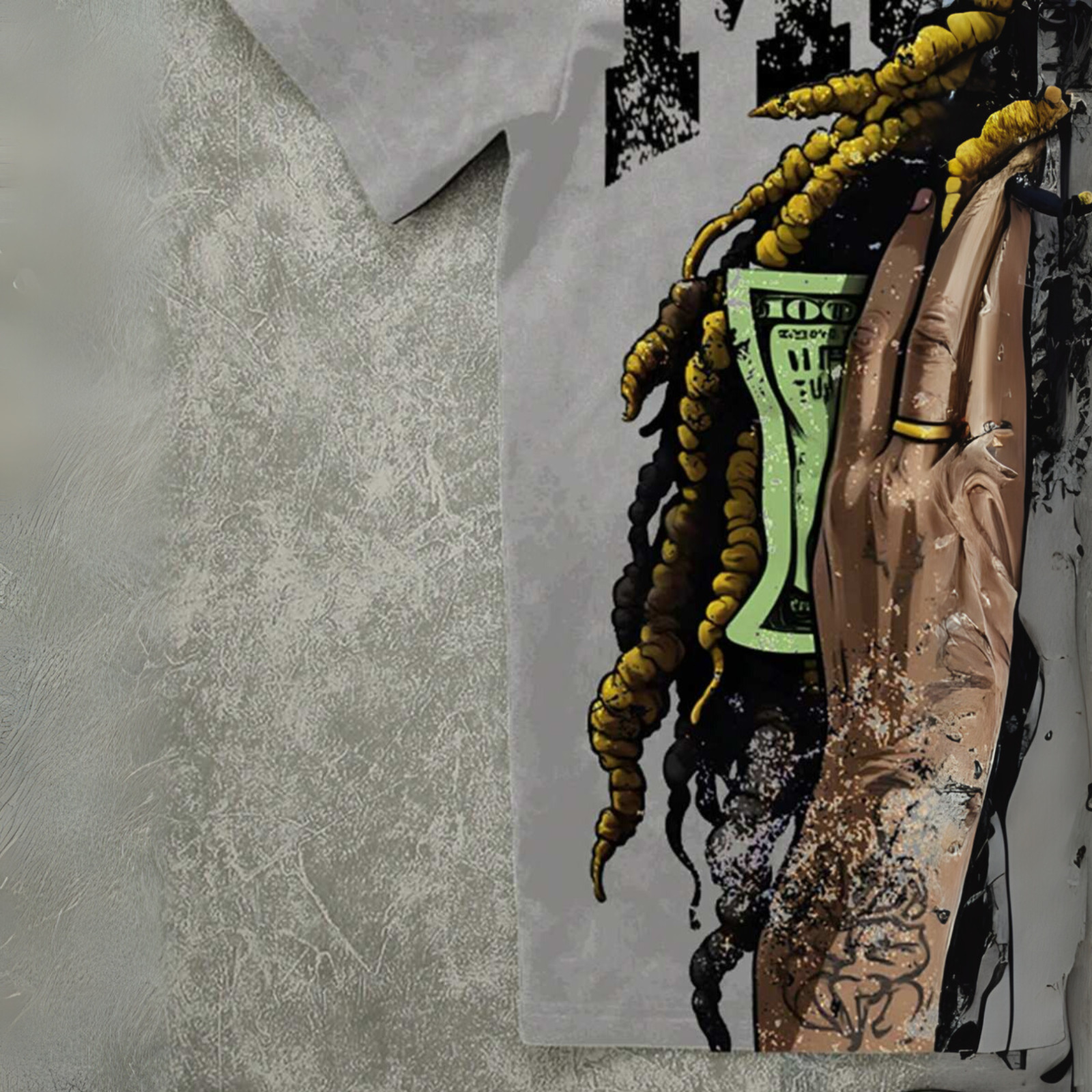 Oversized Hip Hop Graphic T Shirt Dollar Money Print Streetwear Tee Top for Men
