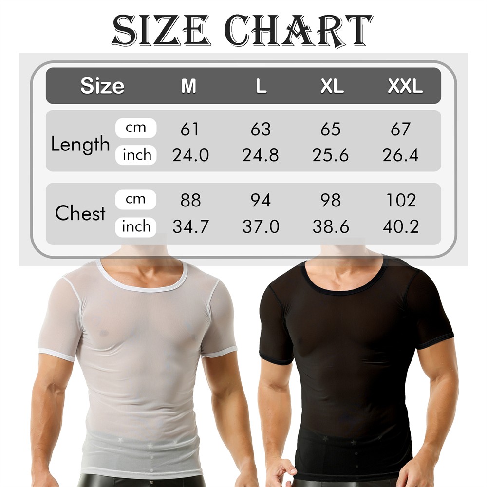 Mens Mesh Sheer See Through Undershirts Sports Casual Sexy T-Shirts Tank Tops