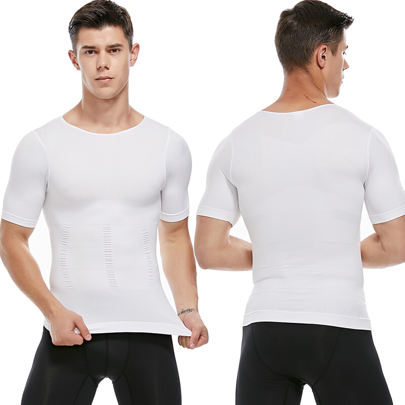Men’s Body Shaper Compression Shirt Short Sleeve Tank Tops Gym Workout Underwear