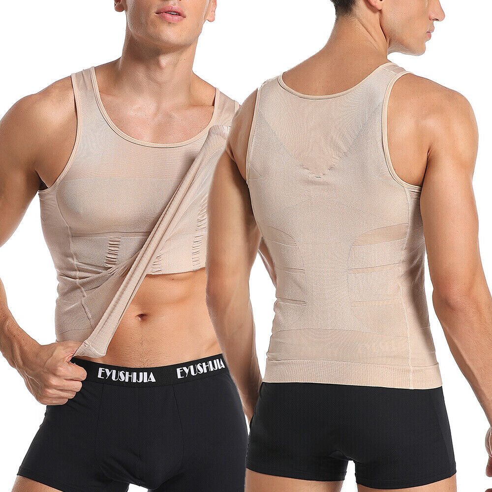 Men Slimming Body Shaper Vest Gynecomastia Compression Shirts Belly Control Tops