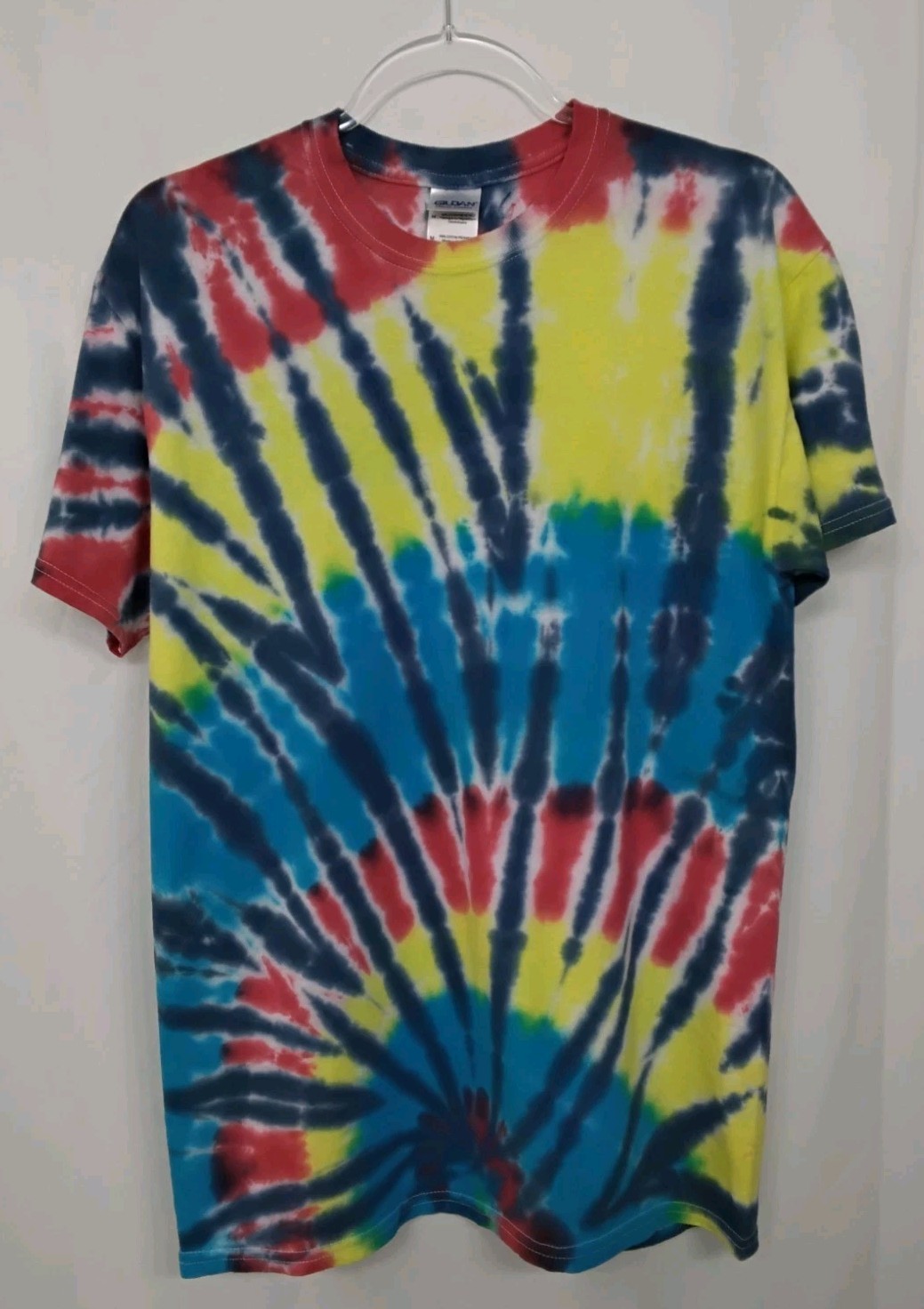 New Tie Dye Men’s T-Shirt Red Yellow Adult Medium Multicolor Summer Spiral