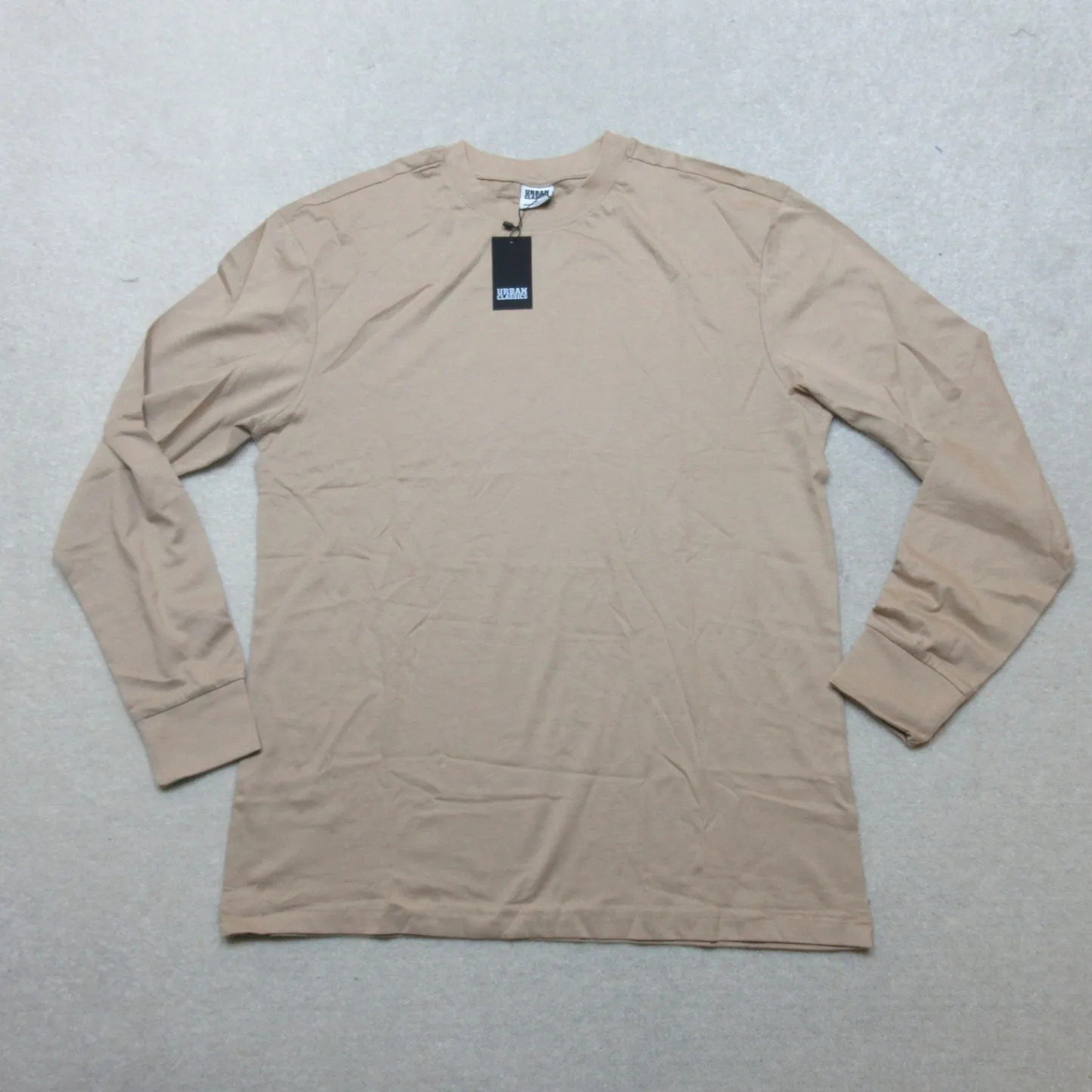 Urban Classics Tall Tee Long Sleeve Shirt M Tan Cotton Casual Wear