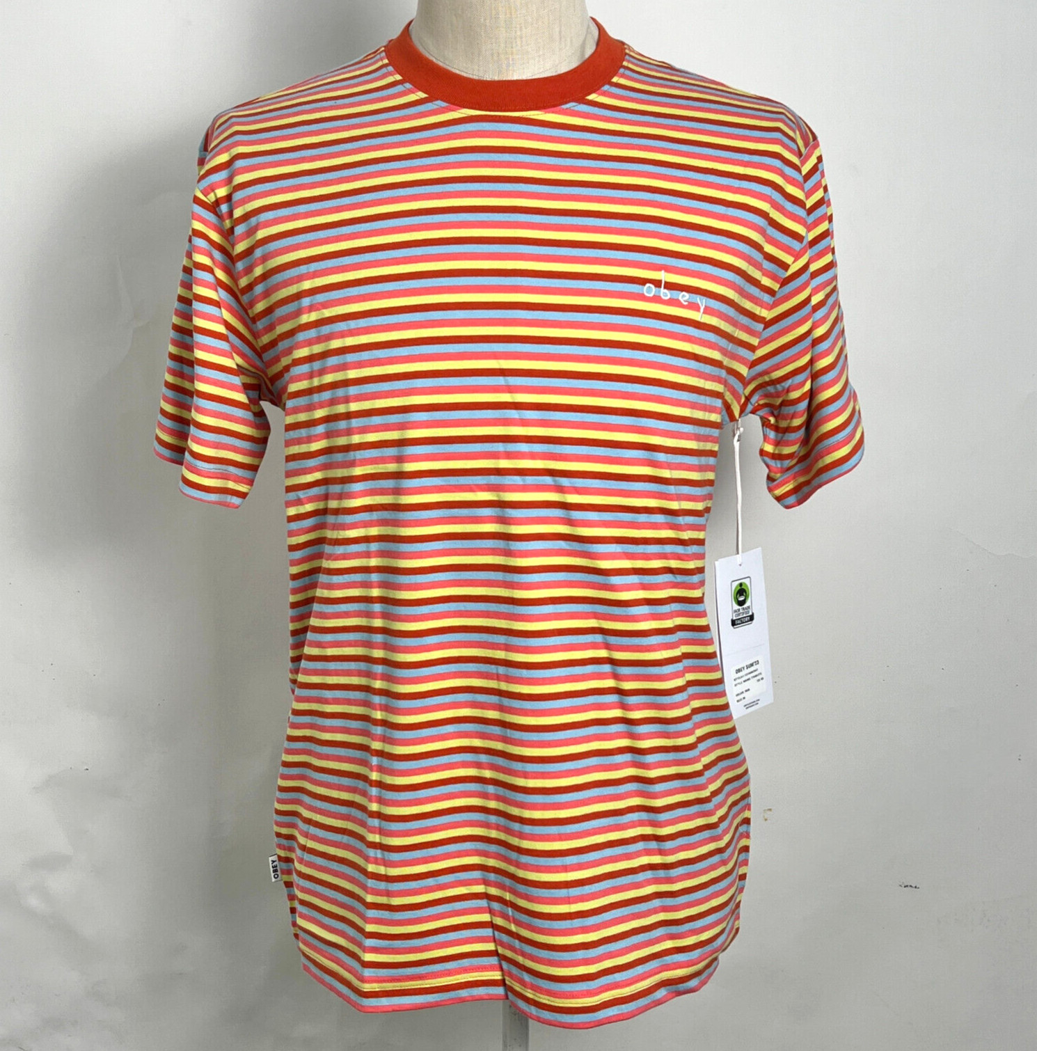 Obey Men’s Knit T-Shirt Tribute Burnt Orange/Multi Size M NWT Shepard Fairey