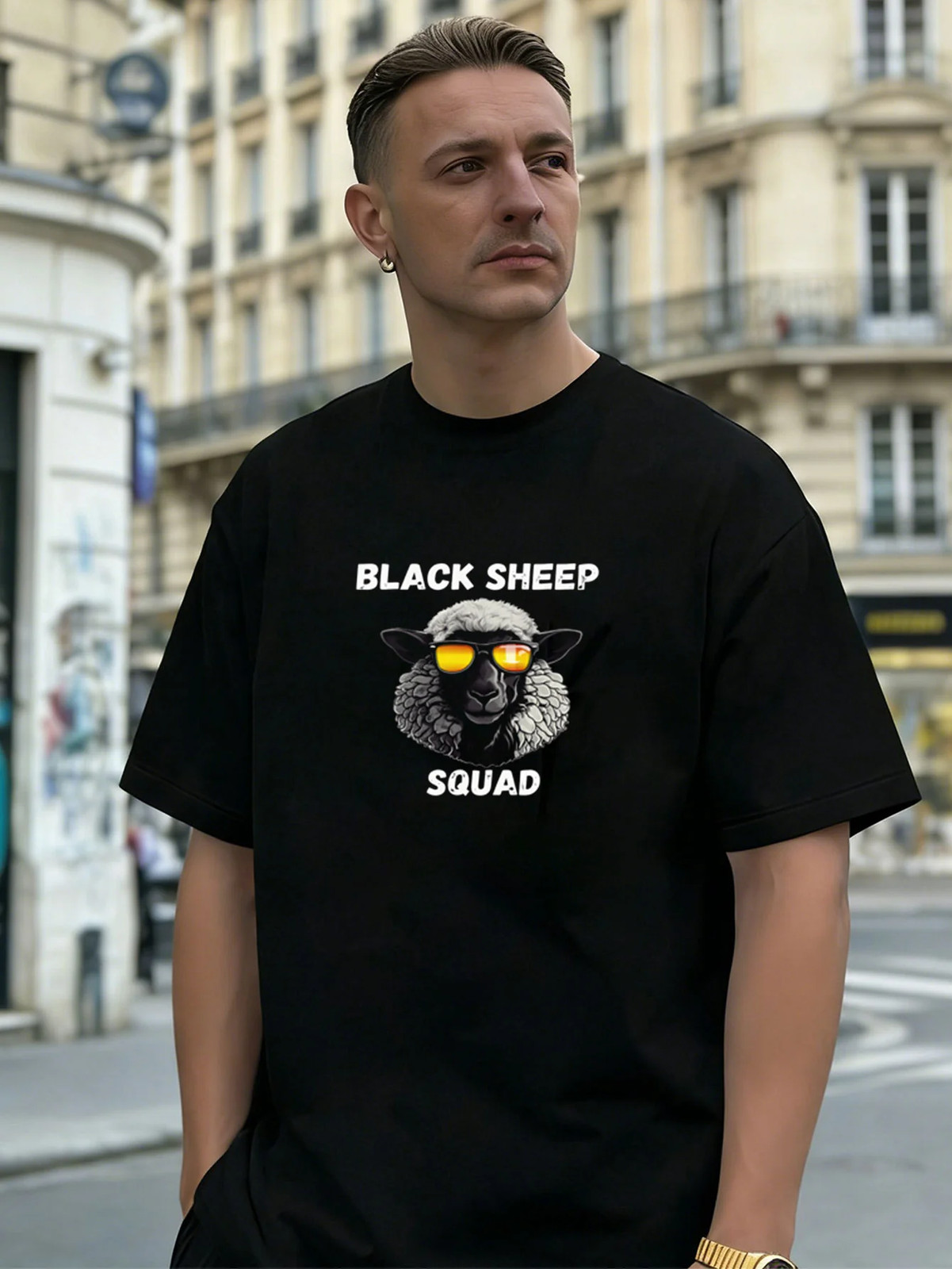 Black Sheep Squad Graphic 100% Cotton Men’s T-Shirt for Daily Casual Wear