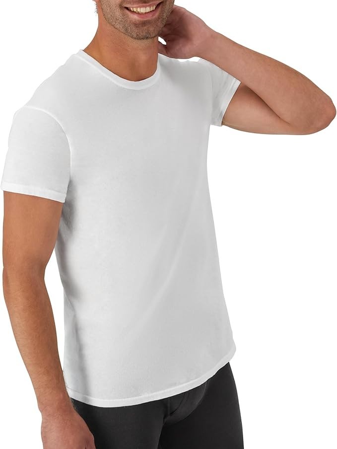 Hanes T-Shirt, 6-Pack, Moisture-Wicking T-Shirt Undershirts, White – 6 Pack